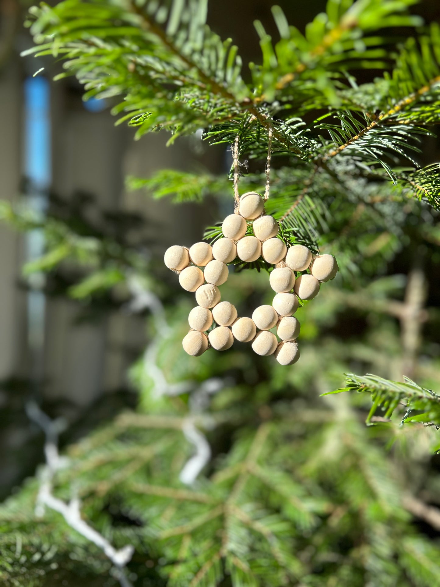 Wooden Bead Star Ornament | Macrame | Rustic Farmhouse Decor | Handmade