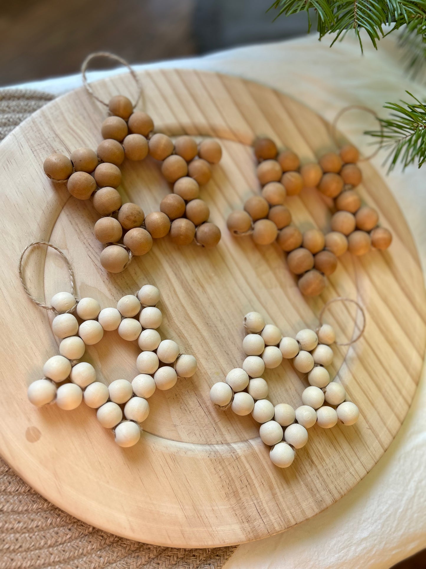 Wooden Bead Star Ornament | Macrame | Rustic Farmhouse Decor | Handmade