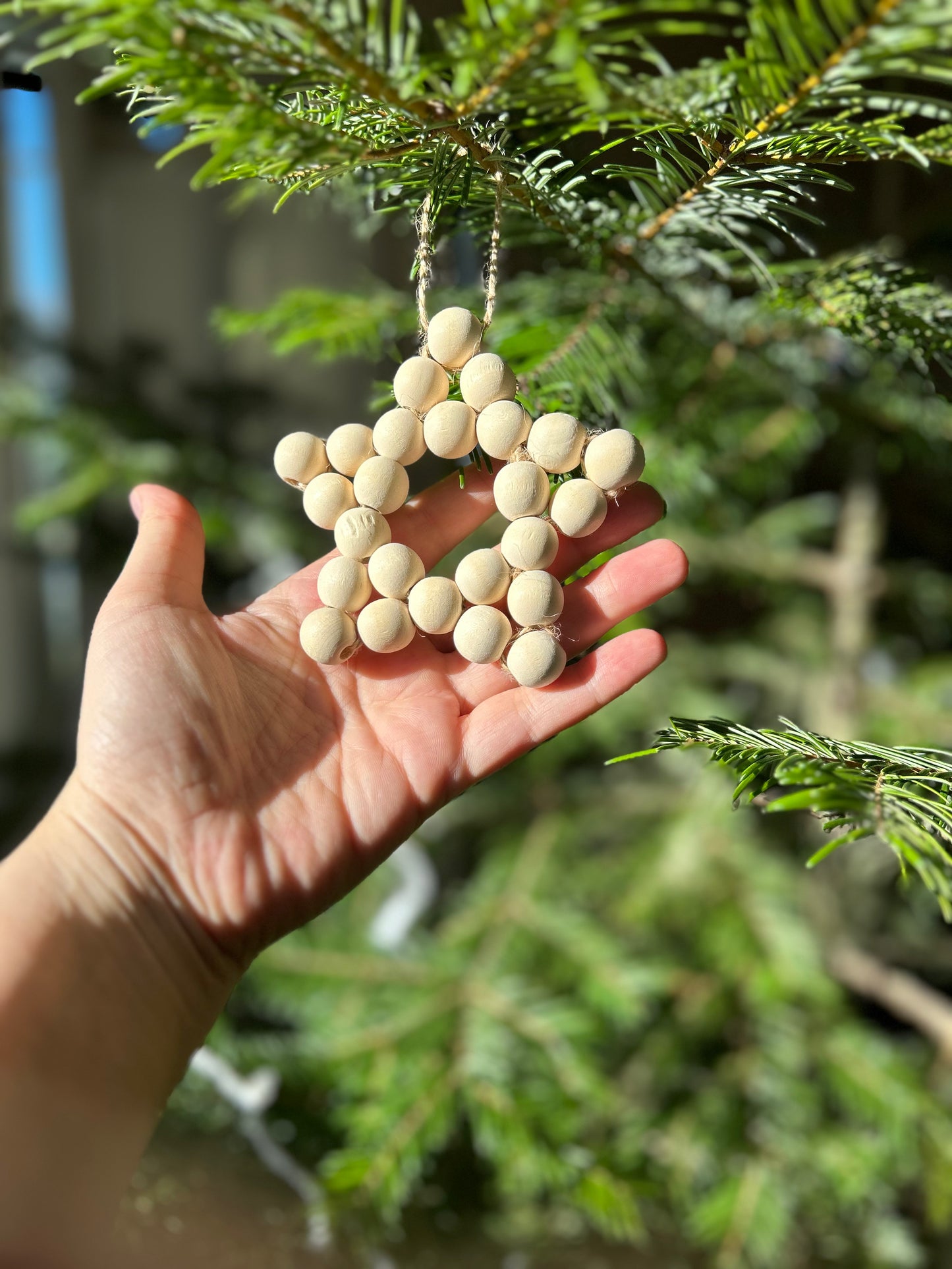 Wooden Bead Star Ornament | Macrame | Rustic Farmhouse Decor | Handmade