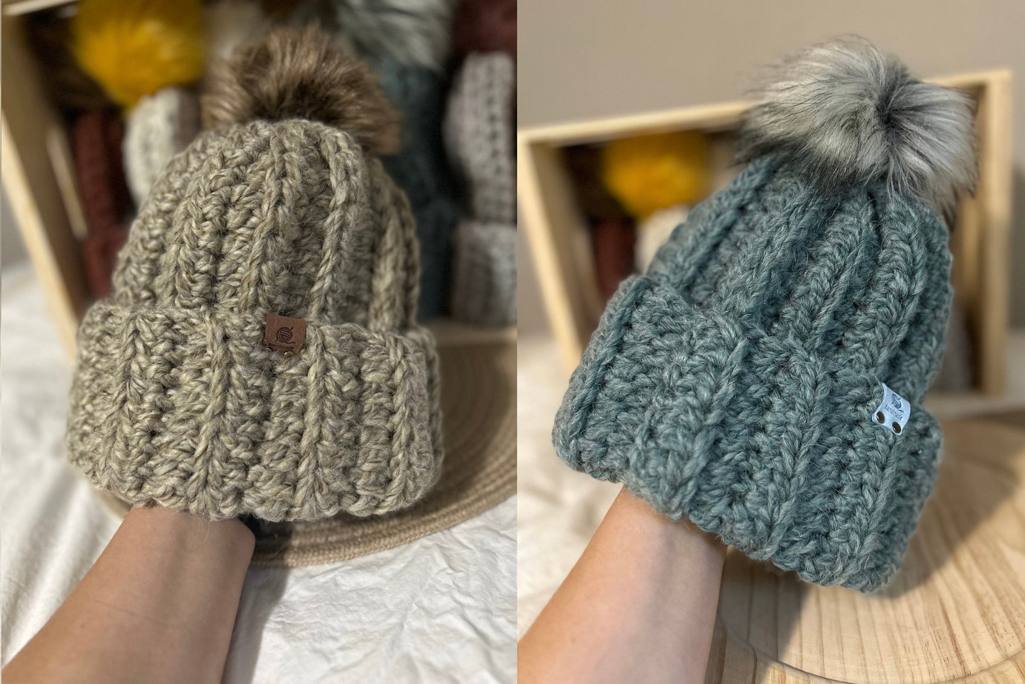 Pom Beanies | Crochet Winter Hats