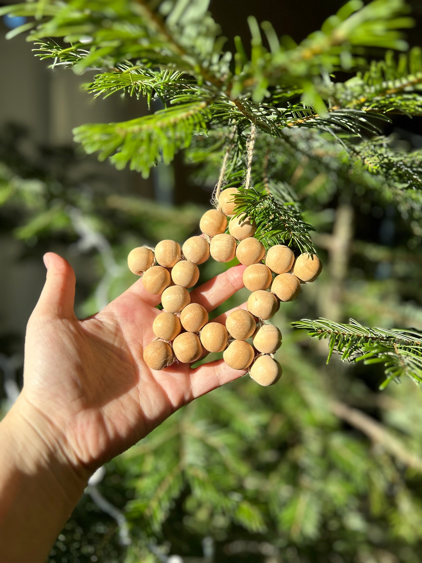 Wooden Bead Star Ornament | Macrame | Rustic Farmhouse Decor | Handmade