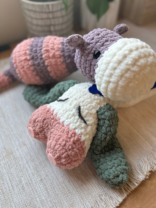 Hippo and Cow Snuggler | Handmade Crochet | Amigurumi Plushie