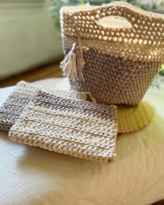 Crochet Women's Handbag | Handmade Bag | Matching Canvas Clutch